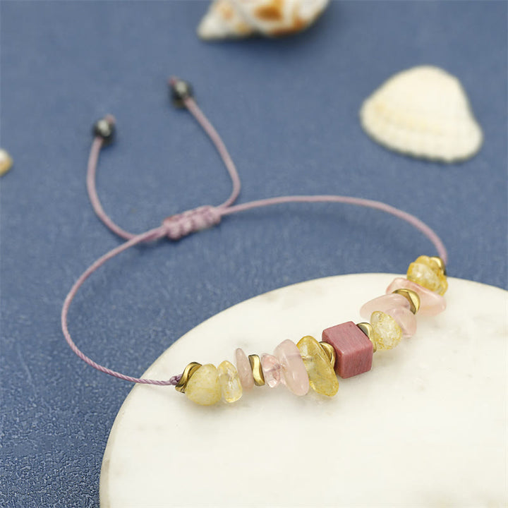 Bracelet Passionné en Quartz Rose, Citrine et Rhodonite de Buddha Stones Thank You