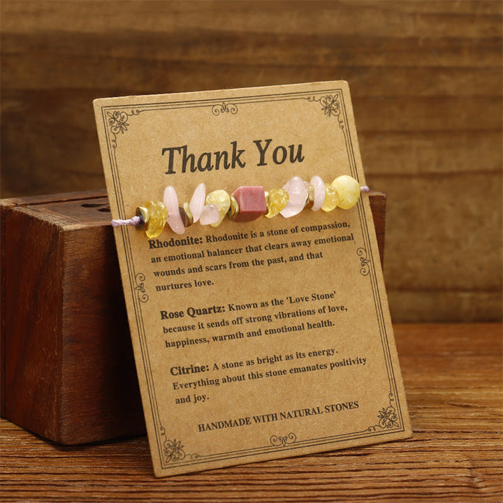 Bracelet Passionné en Quartz Rose, Citrine et Rhodonite de Buddha Stones Thank You