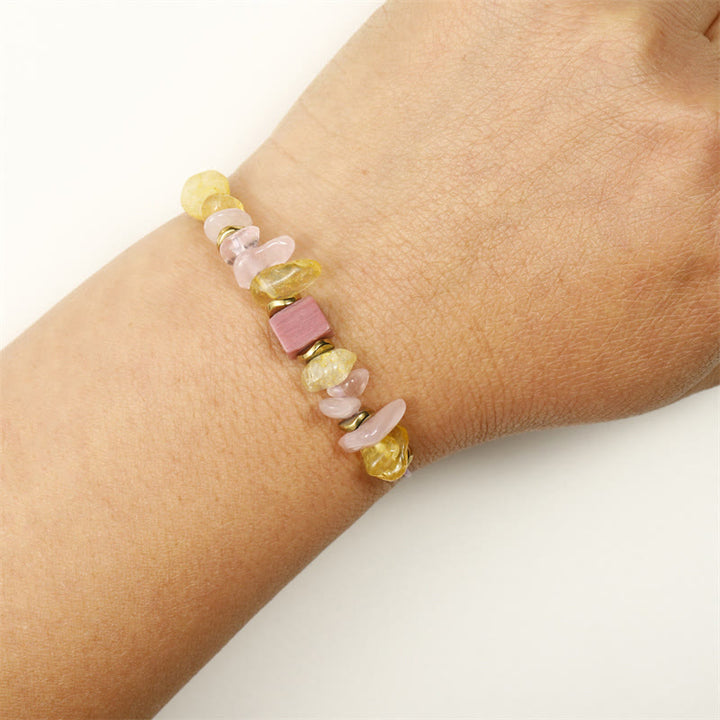 Bracelet Passionné en Quartz Rose, Citrine et Rhodonite de Buddha Stones Thank You