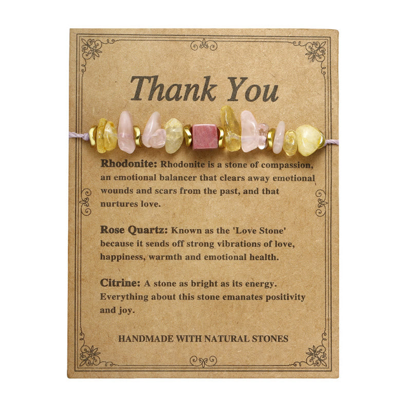 Bracelet Passionné en Quartz Rose, Citrine et Rhodonite de Buddha Stones Thank You