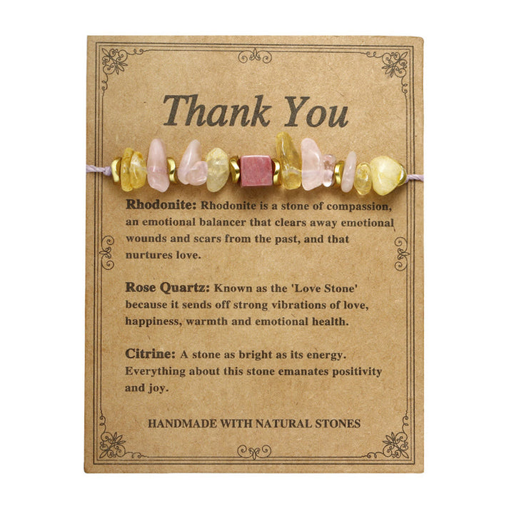 Bracelet Passionné en Quartz Rose, Citrine et Rhodonite de Buddha Stones Thank You