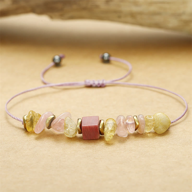 Bracelet Passionné en Quartz Rose, Citrine et Rhodonite de Buddha Stones Thank You