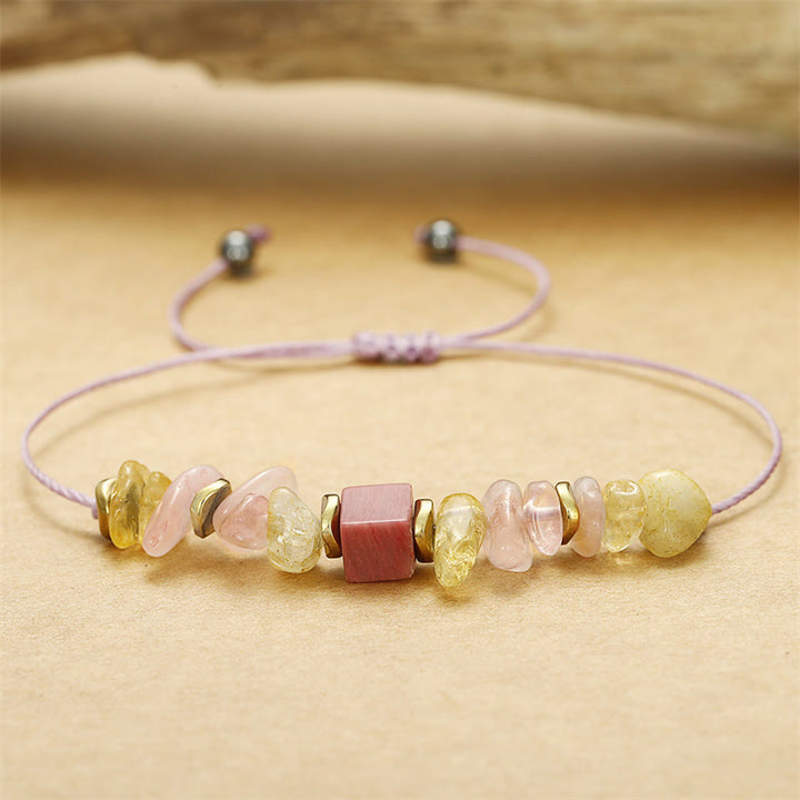 Bracelet Passionné en Quartz Rose, Citrine et Rhodonite de Buddha Stones Thank You