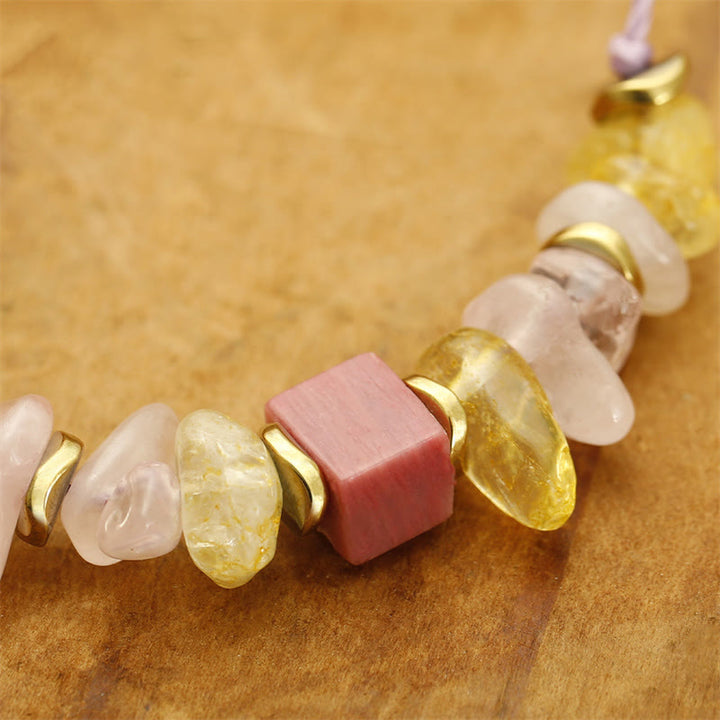 Bracelet Passionné en Quartz Rose, Citrine et Rhodonite de Buddha Stones Thank You