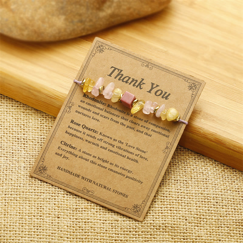 Bracelet Passionné en Quartz Rose, Citrine et Rhodonite de Buddha Stones Thank You