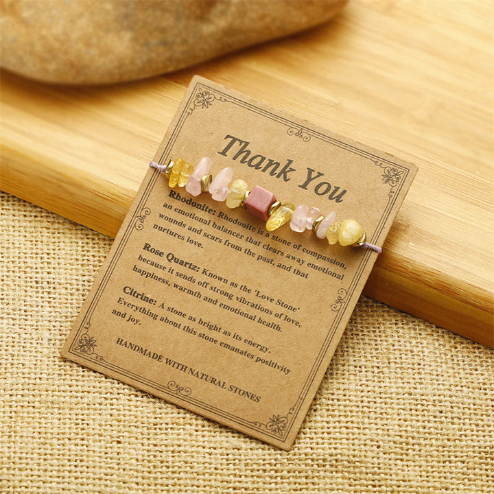 Bracelet Passionné en Quartz Rose, Citrine et Rhodonite de Buddha Stones Thank You