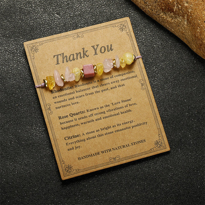 Bracelet Passionné en Quartz Rose, Citrine et Rhodonite de Buddha Stones Thank You