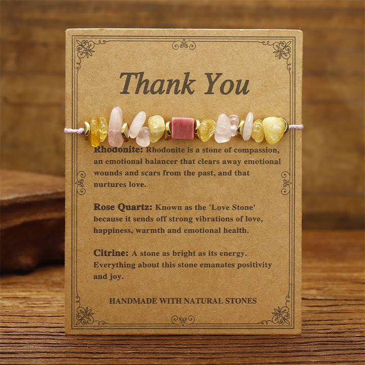 Bracelet Passionné en Quartz Rose, Citrine et Rhodonite de Buddha Stones Thank You