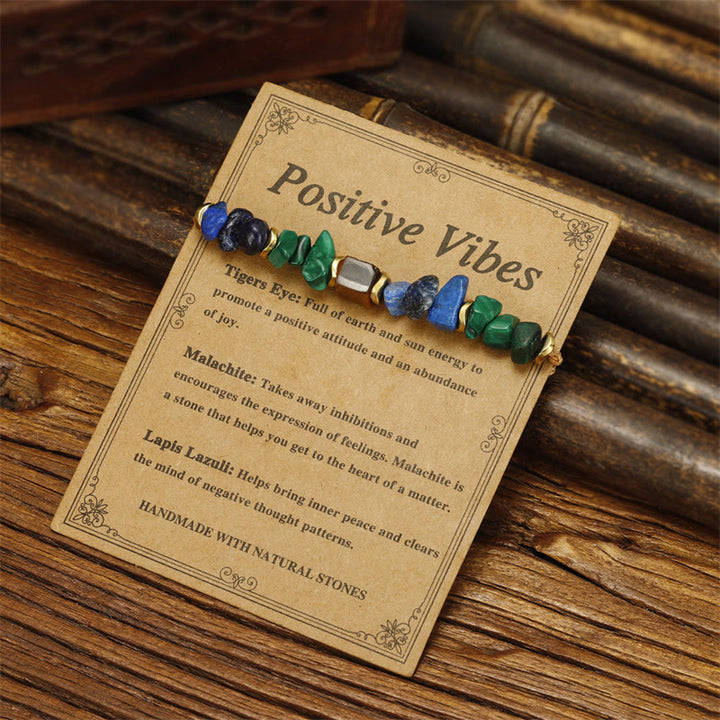 Bracelet anti-anxiété en pierre de Bouddha, malachite, œil de tigre, lazurite et lapis-lazuli, pour des ondes positives - image 2