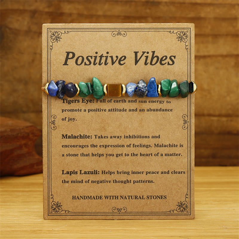 Bracelet anti-anxiété en pierre de Bouddha, malachite, œil de tigre, lazurite et lapis-lazuli, pour des ondes positives - image 1