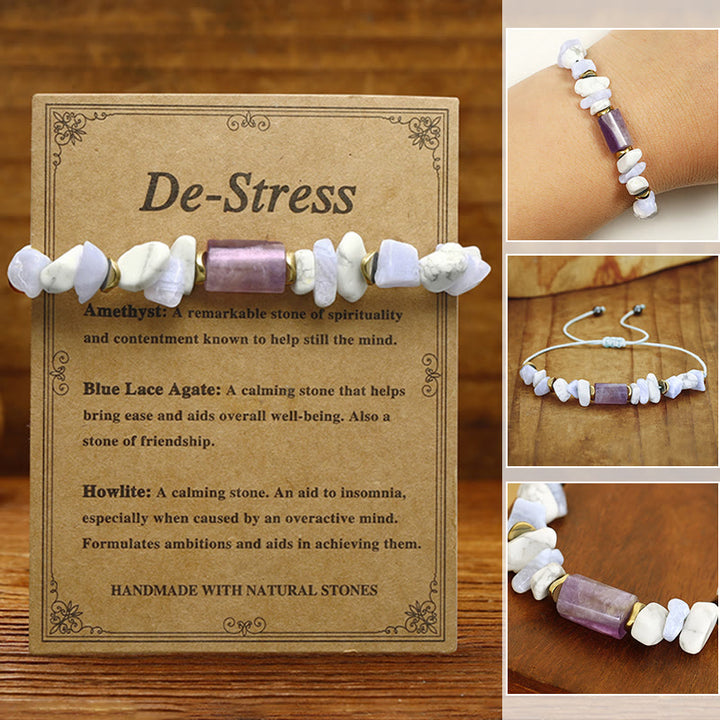 Bracelet de Buddha Stones déstressant en améthyste, agate et howlite bleues