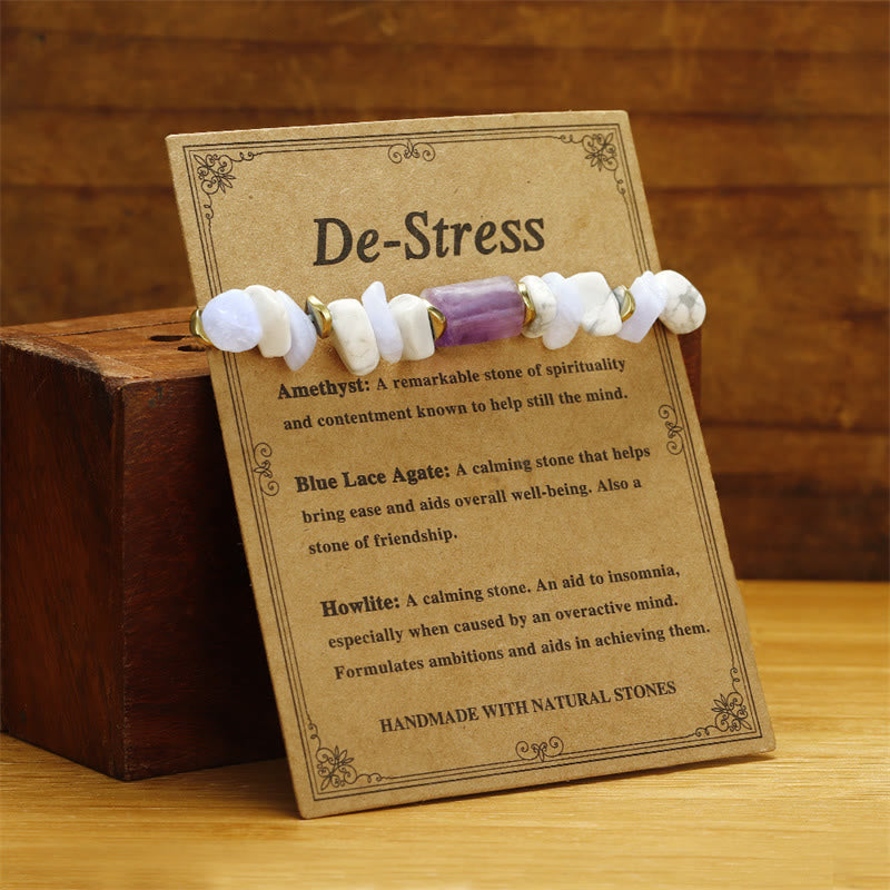 Bracelet de Buddha Stones déstressant en améthyste, agate et howlite bleues