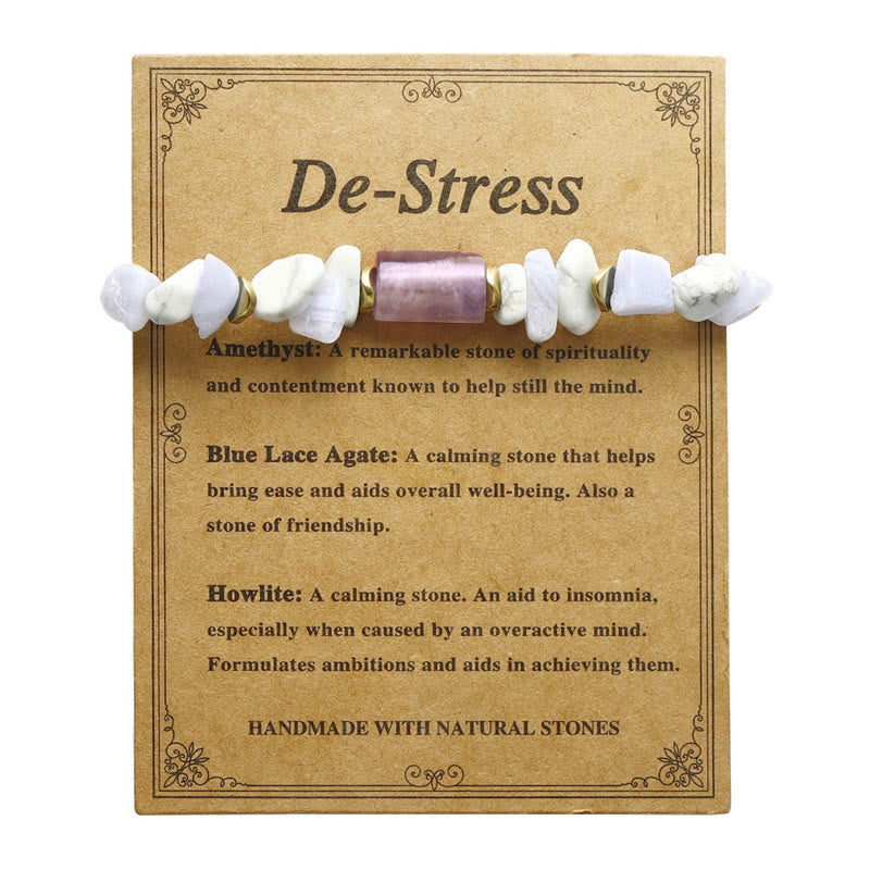 Bracelet de Buddha Stones déstressant en améthyste, agate et howlite bleues
