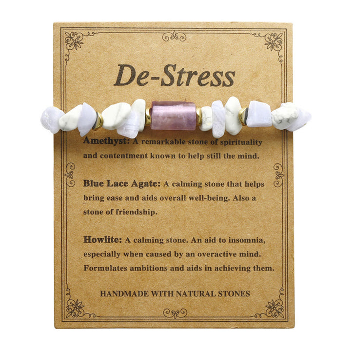 Bracelet de Buddha Stones déstressant en améthyste, agate et howlite bleues