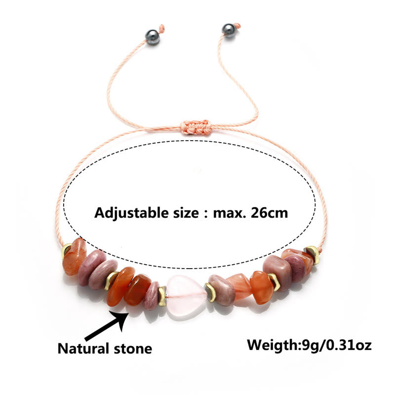 Bracelet de relations en quartz rose, rhodonite et cornaline de Buddha Stones Stones Thinking Of You