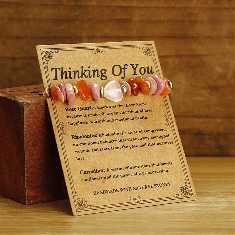 Bracelet de relations en quartz rose, rhodonite et cornaline de Buddha Stones Stones Thinking Of You - image 2