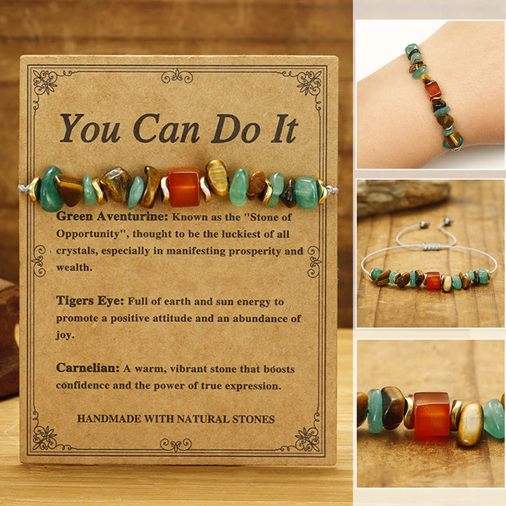 Bracelet porte-bonheur en aventurine verte, œil de tigre et cornaline, Buddha Stones, vous pouvez le faire
