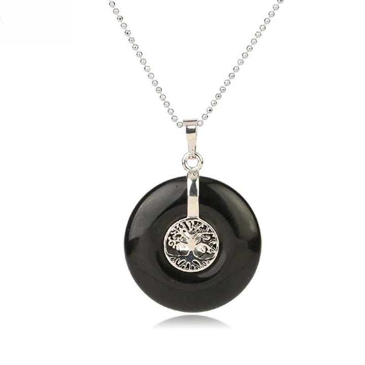 Buddha Stones Divers Cristal Quartz rose Aventurine verte Améthyste L'Arbre de Vie Collier Pendentif Bonté