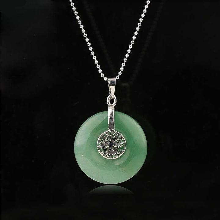 Buddha Stones Divers Cristal Quartz rose Aventurine verte Améthyste L'Arbre de Vie Collier Pendentif Bonté