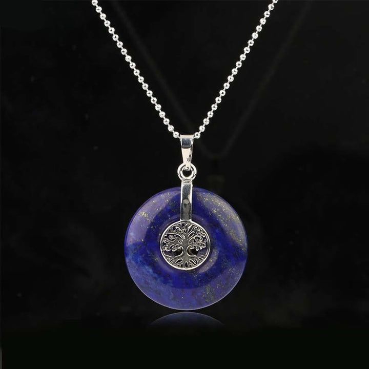 Buddha Stones Divers Cristal Quartz rose Aventurine verte Améthyste L'Arbre de Vie Collier Pendentif Bonté