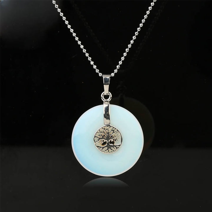 Buddha Stones Divers Cristal Quartz rose Aventurine verte Améthyste L'Arbre de Vie Collier Pendentif Bonté
