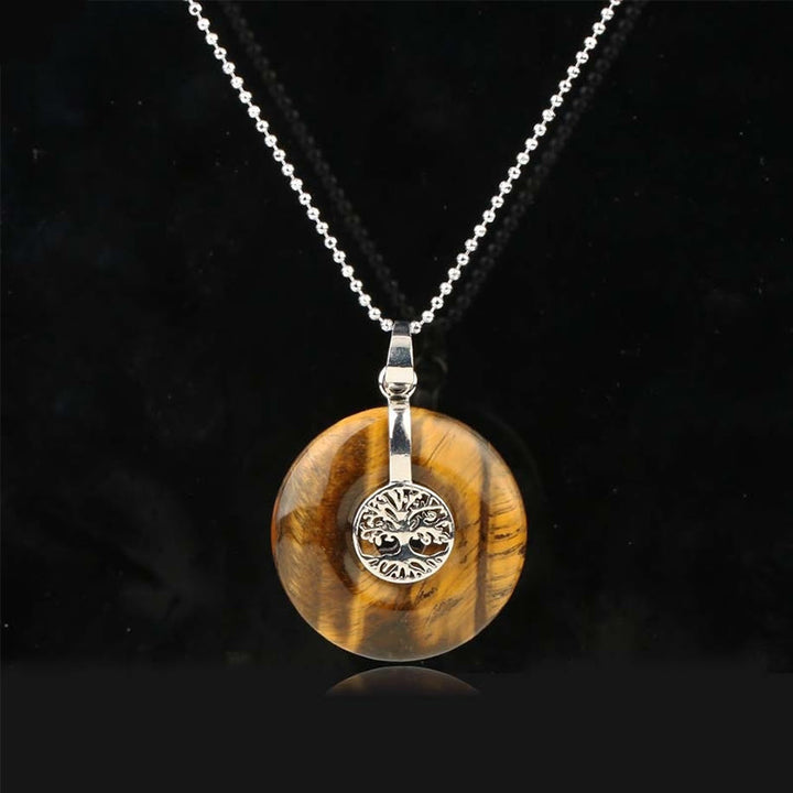 Buddha Stones Divers Cristal Quartz rose Aventurine verte Améthyste L'Arbre de Vie Collier Pendentif Bonté
