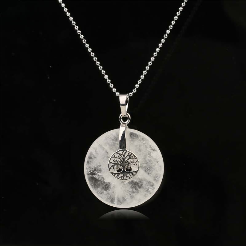 Buddha Stones Divers Cristal Quartz rose Aventurine verte Améthyste L'Arbre de Vie Collier Pendentif Bonté