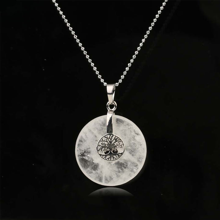 Buddha Stones Divers Cristal Quartz rose Aventurine verte Améthyste L'Arbre de Vie Collier Pendentif Bonté - Cristal blanc - image 10