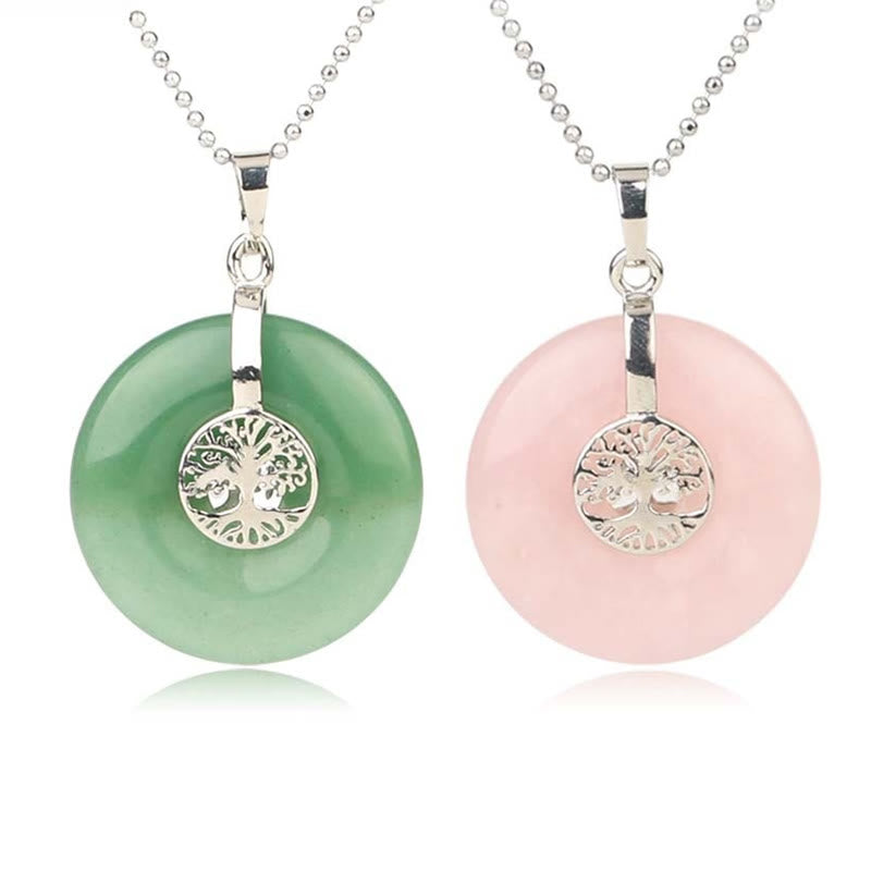 Buddha Stones Divers Cristal Quartz rose Aventurine verte Améthyste L'Arbre de Vie Collier Pendentif Bonté - image 1