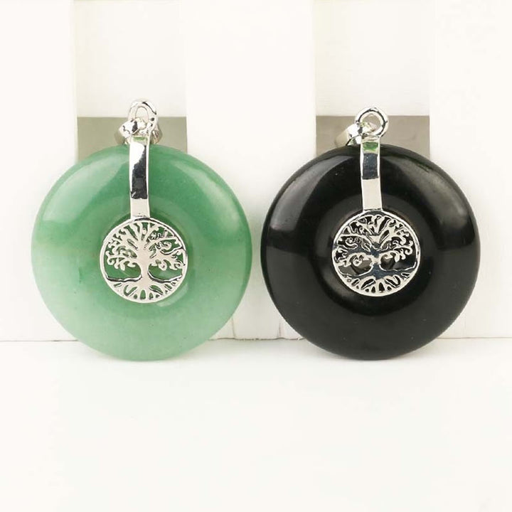 Buddha Stones Divers Cristal Quartz rose Aventurine verte Améthyste L'Arbre de Vie Collier Pendentif Bonté