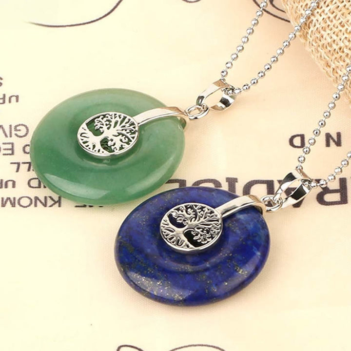 Buddha Stones Divers Cristal Quartz rose Aventurine verte Améthyste L'Arbre de Vie Collier Pendentif Bonté