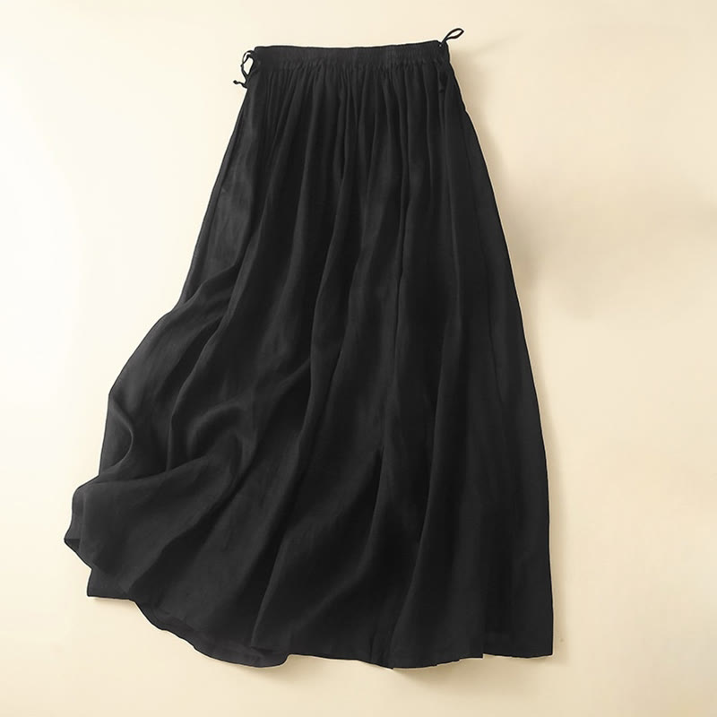 Jupe femme unie à lacets et taille élastique avec poches Buddha Stones - Noir - US8-10，UK/AU12-14，EU40-42 (2XL) - image 16