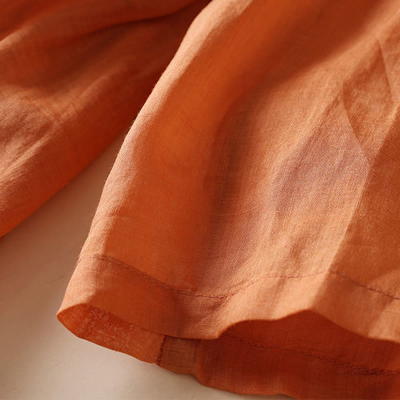 Robe mi-longue en coton à manches 9/4 et poches, broderie géométrique de Buddha Stones