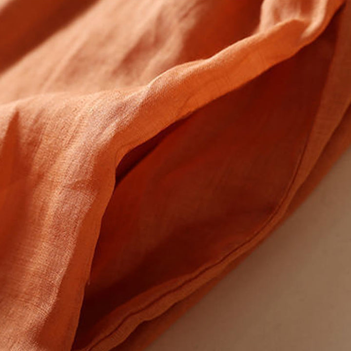 Robe mi-longue en coton à manches 9/4 et poches, broderie géométrique de Buddha Stones