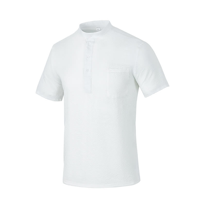 Polo à carreaux et demi-boutons pour homme, couleur unie, motif Buddha Stones, manches courtes - Blanc - US/UK/AU46，EU56 (3XL) - image 27