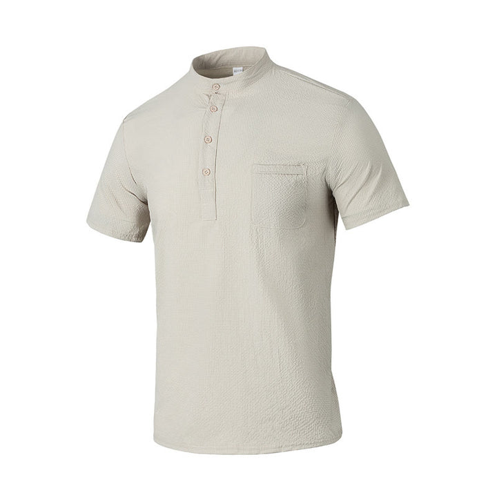 Polo à carreaux et demi-boutons pour homme, couleur unie, motif Buddha Stones, manches courtes - Beige - US/UK/AU46，EU56 (3XL) - image 26
