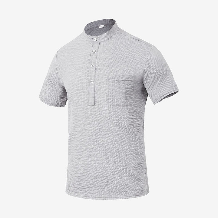 Polo à carreaux et demi-boutons pour homme, couleur unie, motif Buddha Stones, manches courtes - Gris clair - US/UK/AU46，EU56 (3XL) - image 21