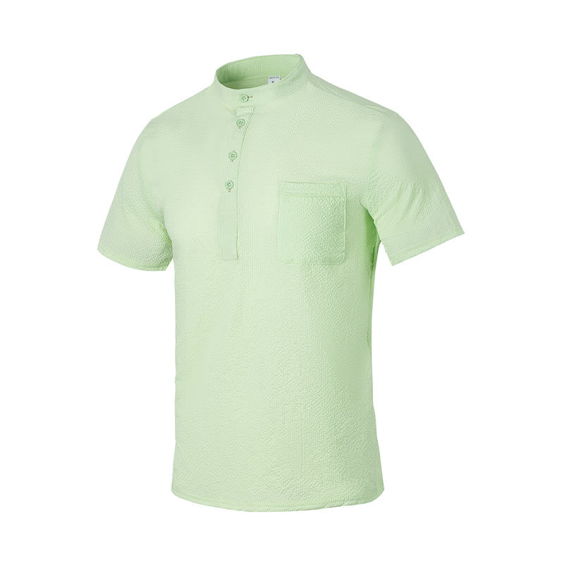 Polo à carreaux et demi-boutons pour homme, couleur unie, motif Buddha Stones, manches courtes - Vert pâle - US/UK/AU46，EU56 (3XL) - image 25