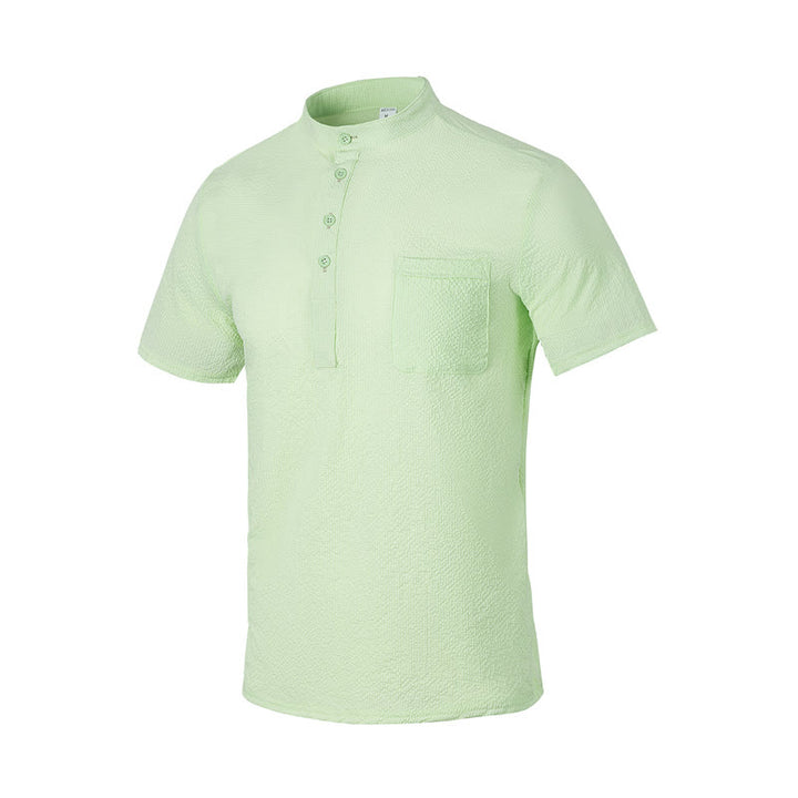 Polo à carreaux et demi-boutons pour homme, couleur unie, motif Buddha Stones, manches courtes - Vert pâle - US/UK/AU46，EU56 (3XL) - image 25