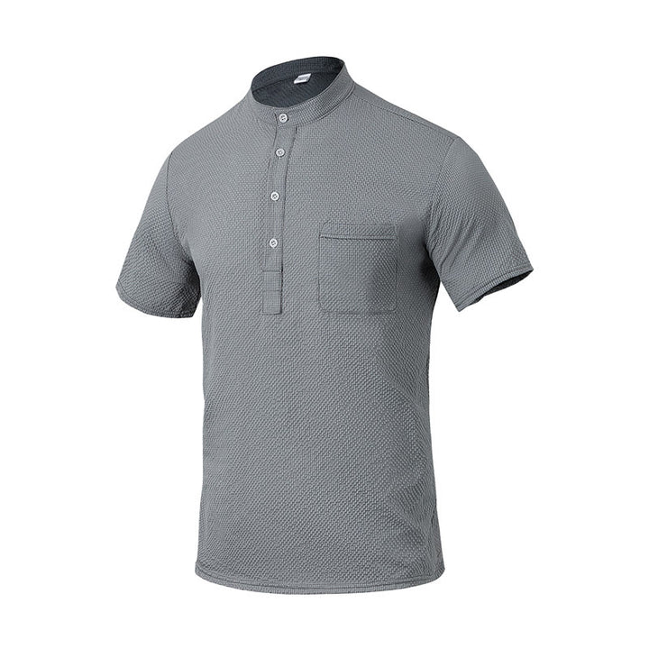 Polo à carreaux et demi-boutons pour homme, couleur unie, motif Buddha Stones, manches courtes - Gris foncé - US/UK/AU46，EU56 (3XL) - image 16