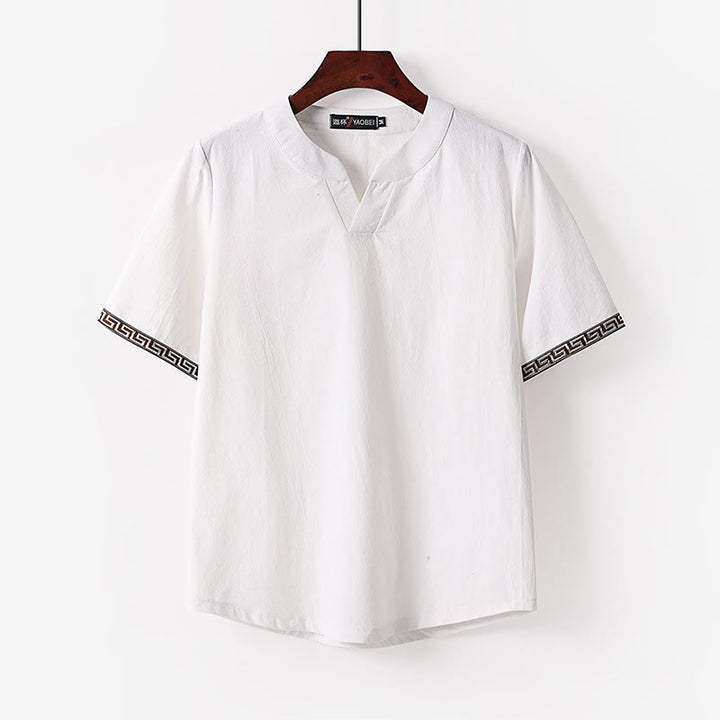 T-shirt homme en coton doux à manches courtes et col cranté avec Buddha Stones