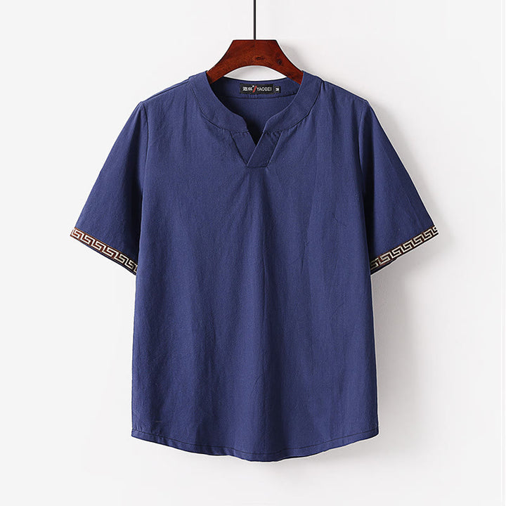 T-shirt homme en coton doux à manches courtes et col cranté avec Buddha Stones