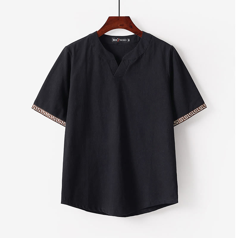 T-shirt homme en coton doux à manches courtes et col cranté avec Buddha Stones