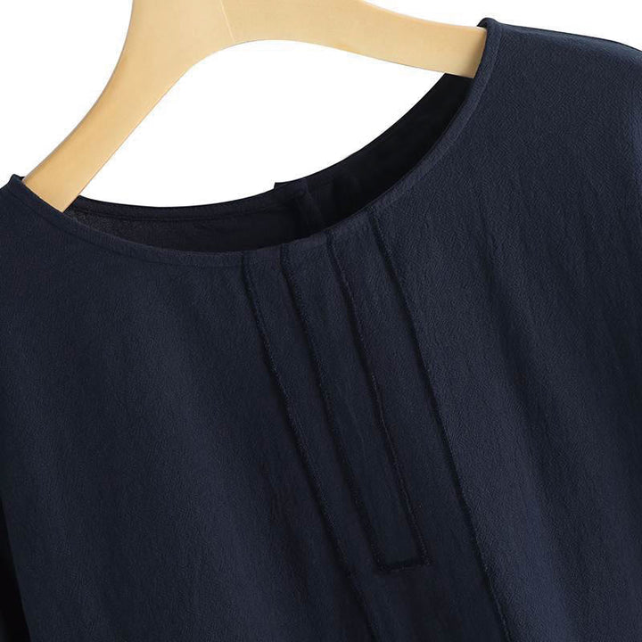 T-shirt d'été décontracté à manches mi-longues et col ras du cou pour femme, en coton, avec fente latérale et motif Buddha Stones - image 9