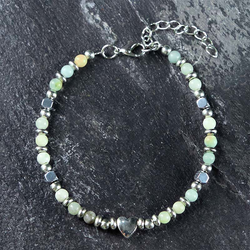 Bracelet en forme de cœur avec Buddha Stones, amazonite, améthyste, lazurite, lapis-lazuli et quartz rose, symbole d'équilibre positif - image 0