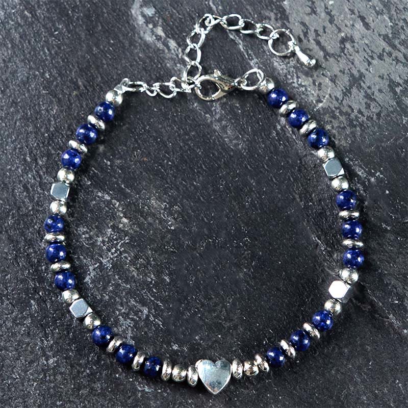 Bracelet en forme de cœur avec Buddha Stones, amazonite, améthyste, lazurite, lapis-lazuli et quartz rose, symbole d'équilibre positif - image 15