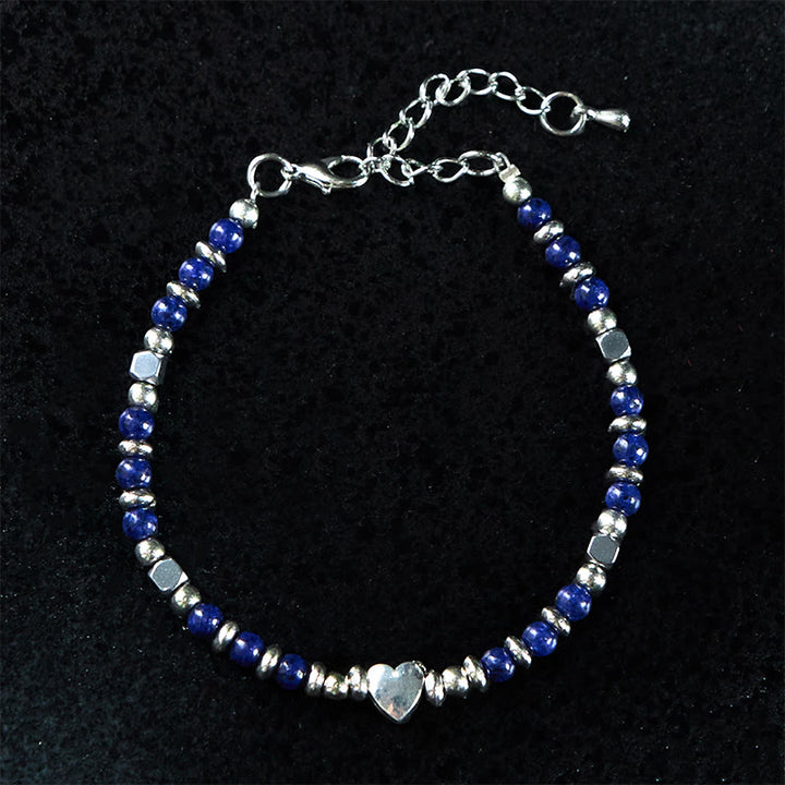 Bracelet en forme de cœur avec Buddha Stones, amazonite, améthyste, lazurite, lapis-lazuli et quartz rose, symbole d'équilibre positif - image 16