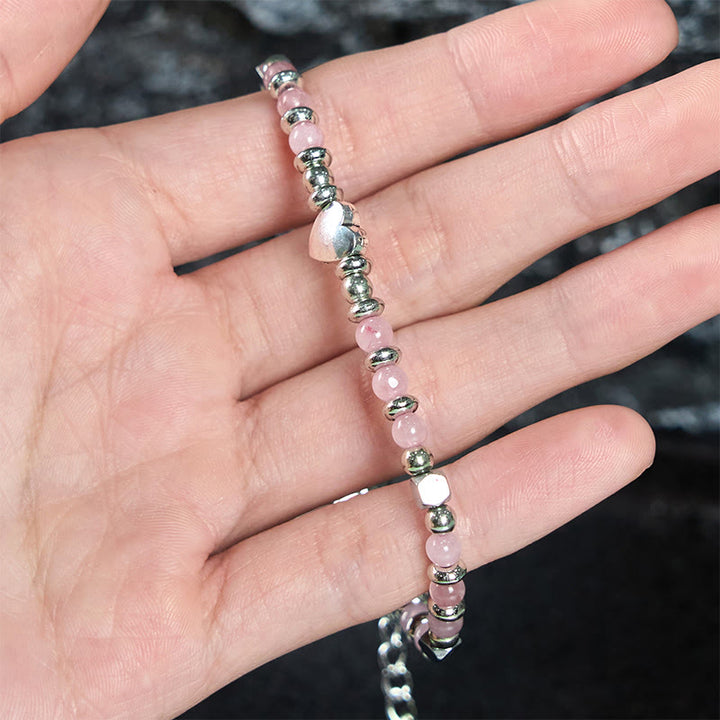 Bracelet en forme de cœur avec Buddha Stones, amazonite, améthyste, lazurite, lapis-lazuli et quartz rose, symbole d'équilibre positif - image 23