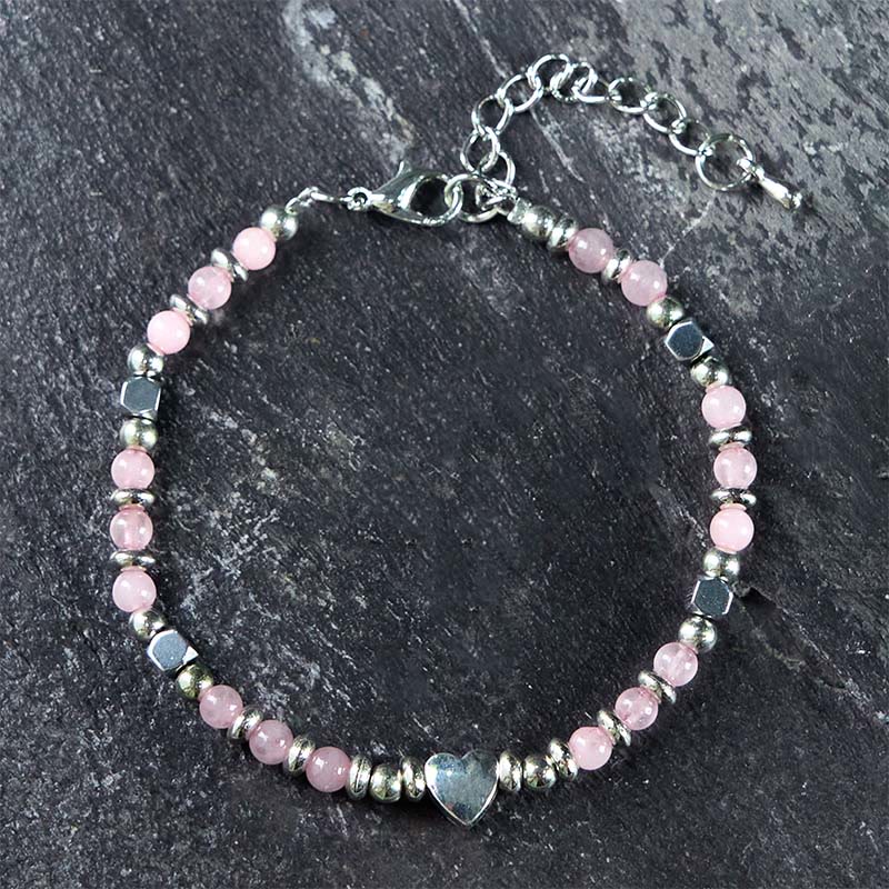 Bracelet en forme de cœur avec Buddha Stones, amazonite, améthyste, lazurite, lapis-lazuli et quartz rose, symbole d'équilibre positif - image 20