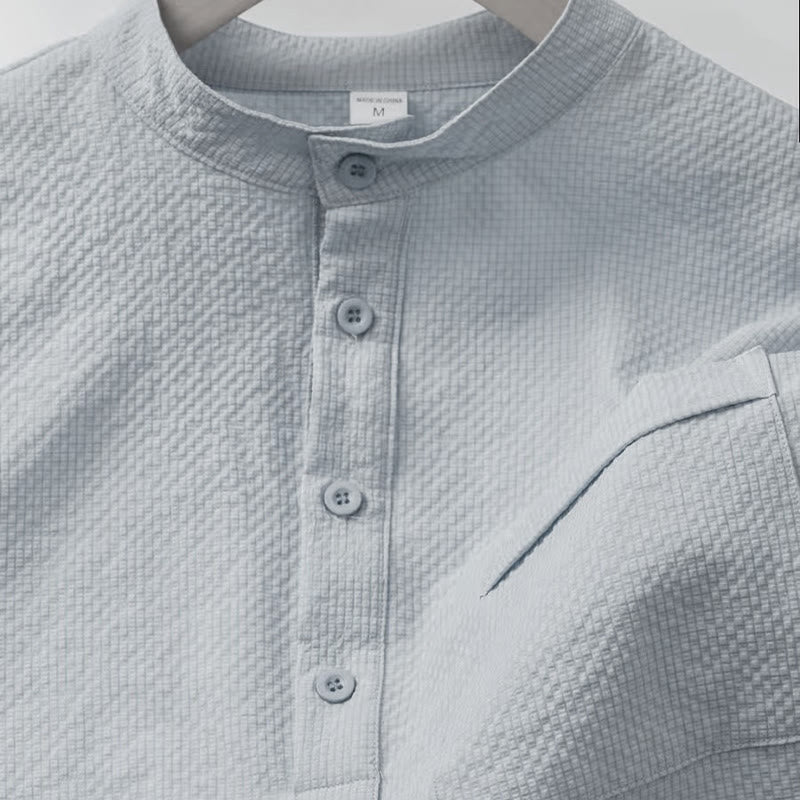 Polo à carreaux et demi-boutons pour homme, couleur unie, motif Buddha Stones, manches courtes - image 23